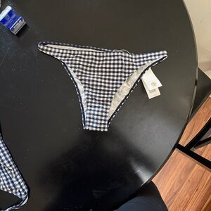 Tory Burch Blue and White Checkered Bikini Bottom